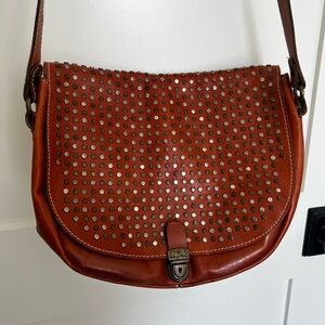 Patricia Nash Studded Tan Leather Shoulder Bag